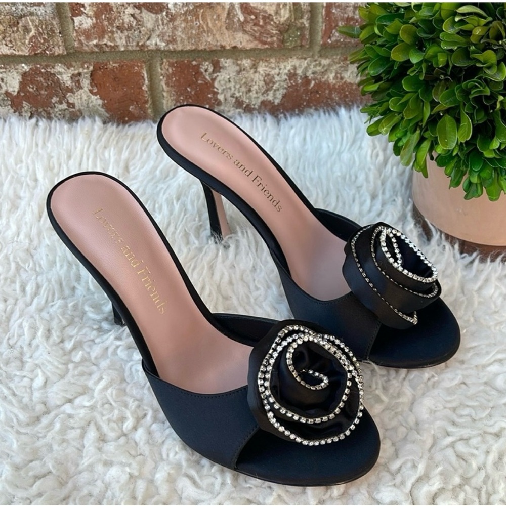 New Revolve Lovers and Friends x
Rachel Merle Satin Rosette Heels in
Black Sz. 8 - Picture 8 of 11